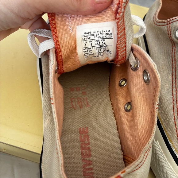 CONVERSE Chuck Taylor All Star Women's 7 Double Tongue Off White/Orange - Picture 4 of 5